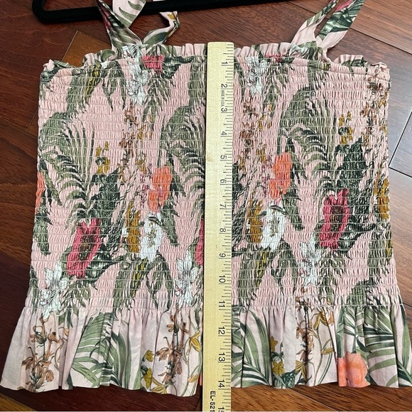 Rebecca Minkoff Dolly Top Smocked Peplum Top Tie Straps Summer Women's Sz M B21 - Picture 6 of 8